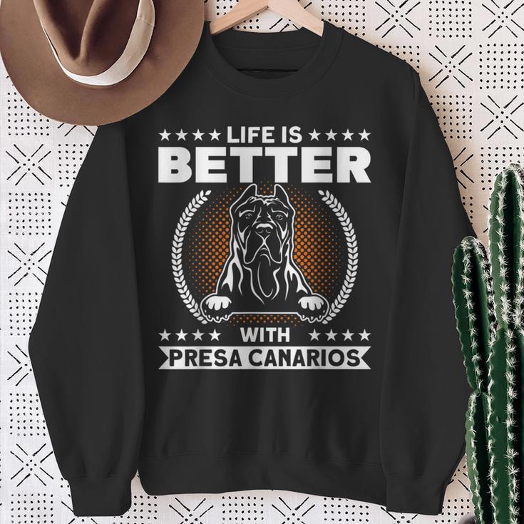 Das Leben Ist Besser Mit Presa Canarios Presa Canario Sweatshirt Geschenke für alte Frauen