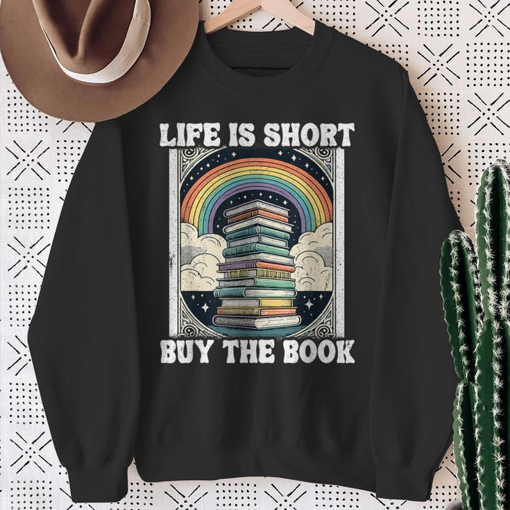 Das Leben Ist Kurz Aber Das Buch Bücher Lesen Sweatshirt Geschenke für alte Frauen
