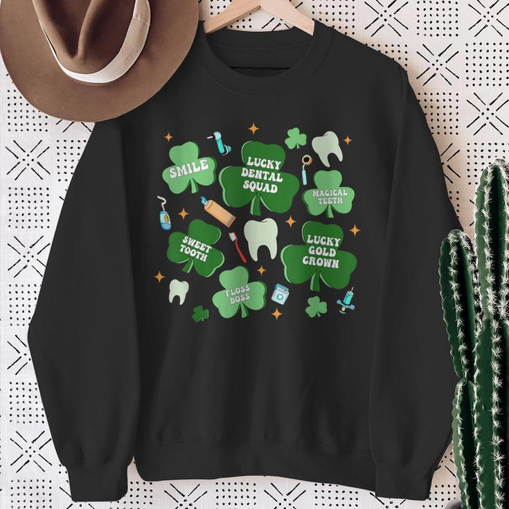 Dentist Irish Tooth Patrick's Dental Hygienist Lucky Groovy Sweatshirt Gifts for Old Women