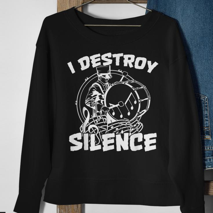 I Destroy Silence Bass Drum Marching Band Sweatshirt Gifts for Old Women