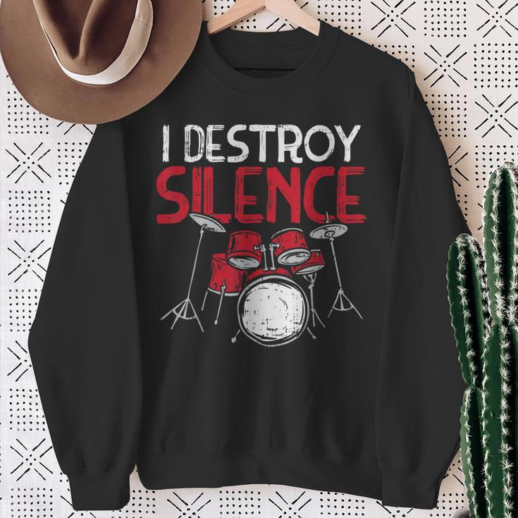 I Destroy Silence Drums Drumming Drummer Percussionist Sweatshirt Gifts for Old Women