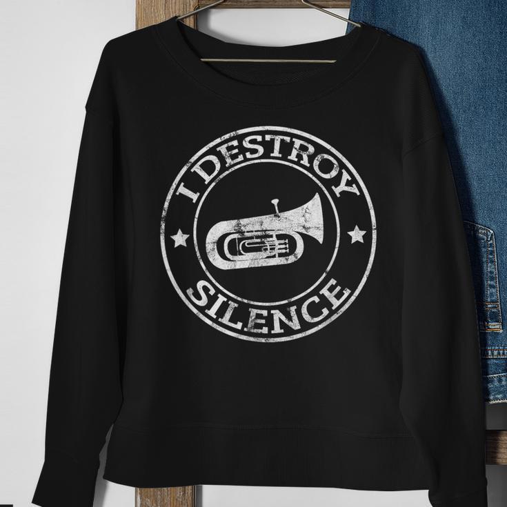 I Destroy Silence Tuba Trumpet Player Brass Marching Band Sweatshirt Gifts for Old Women