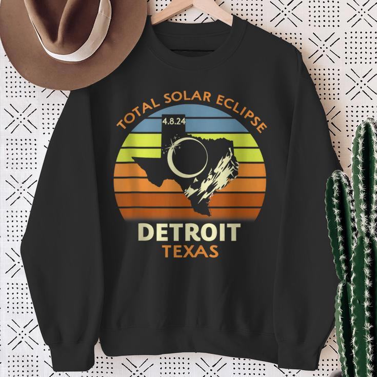 Detroit Texas Total Solar Eclipse 2024 Sweatshirt Gifts for Old Women