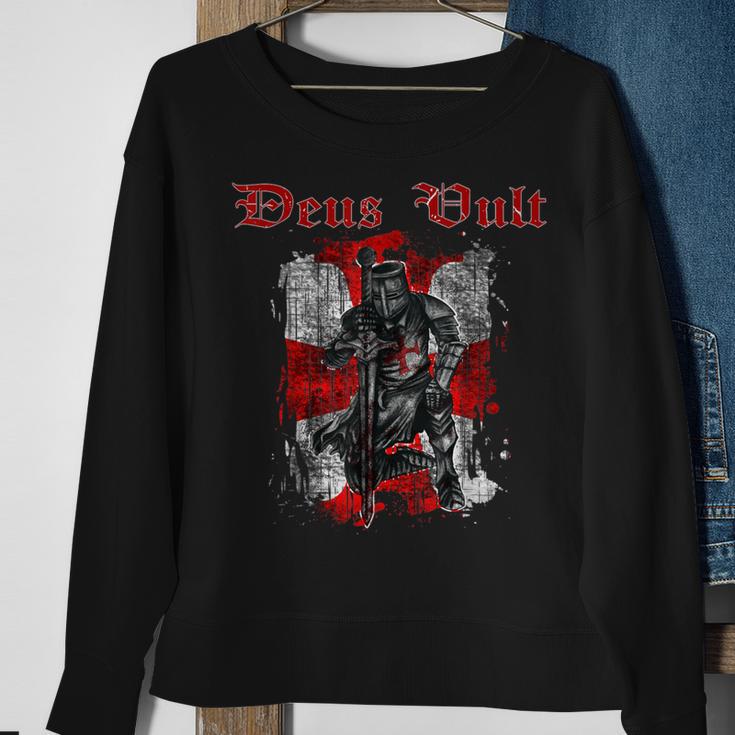 Deus Vult Knights Templar Vintage Crusader Sweatshirt Geschenke für alte Frauen