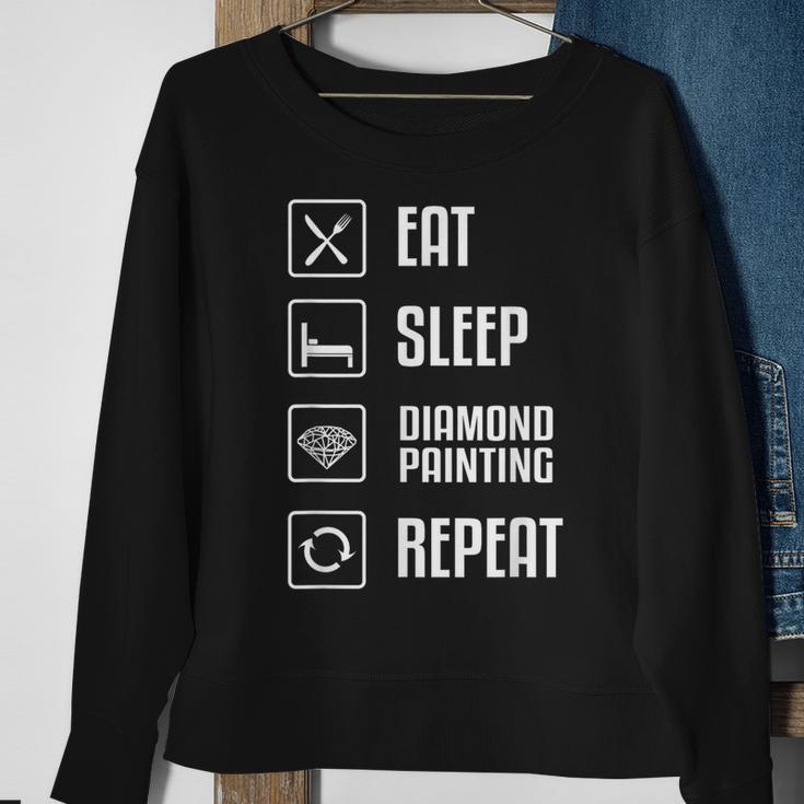 Diamond Painting Eat Sleep Repeat Hobby Pictures Tools 5D Sweatshirt Gifts for Old Women