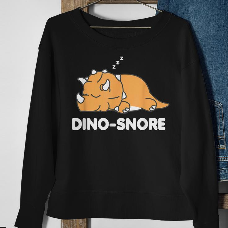 Dino Snore Triceratops Dinosaur Pyjamas Sweatshirt Gifts for Old Women
