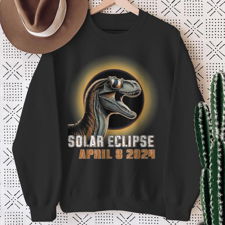 Dinosaur Solar Eclipse 2024 Total Solar Eclipse Sweatshirt Gifts for Old Women