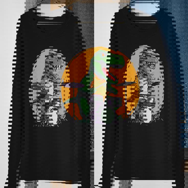 Dinosaurier Schlagzeuger Sweatshirt, Lustiges T-Rex Musik Motiv Geschenke für alte Frauen