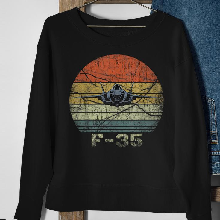 Distressed F-35 Fighter Jet Military Airplane Sweatshirt Gifts for Old Women