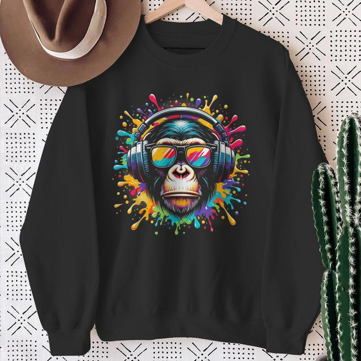 Dj Affen Monkey Mit Kopfhörer Und Sonnenbrille Herren Damen Sweatshirt Geschenke für alte Frauen