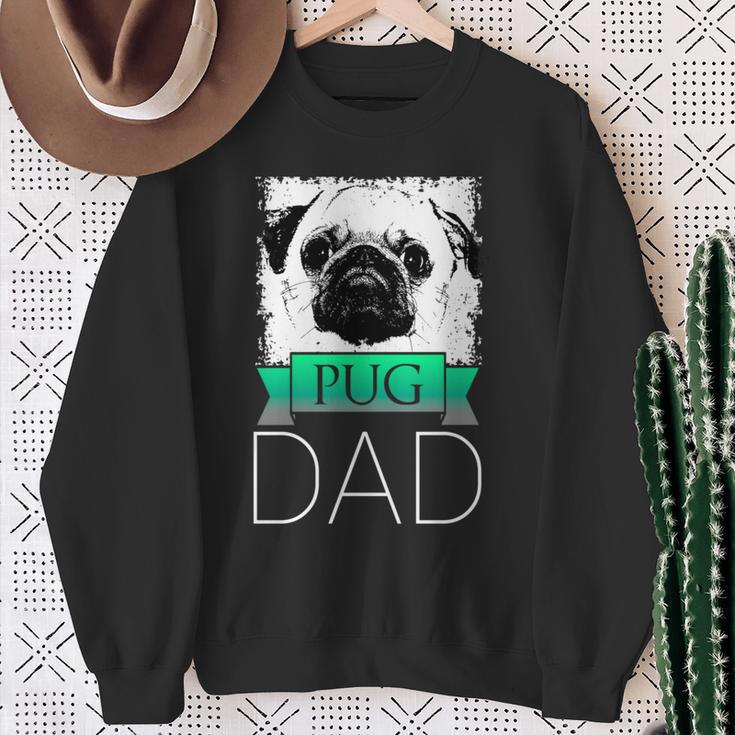 Dog Dad Pug Hunde Mops Papa Sweatshirt Geschenke für alte Frauen