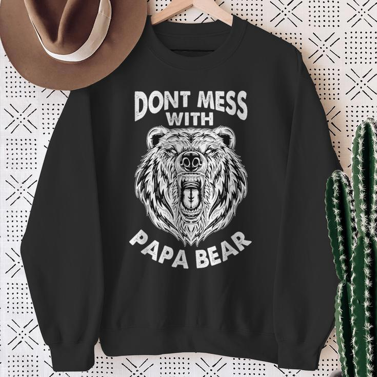 Dont Mess With Papa Bear Dad Vintage Quote Fathers Day Sweatshirt Gifts for Old Women