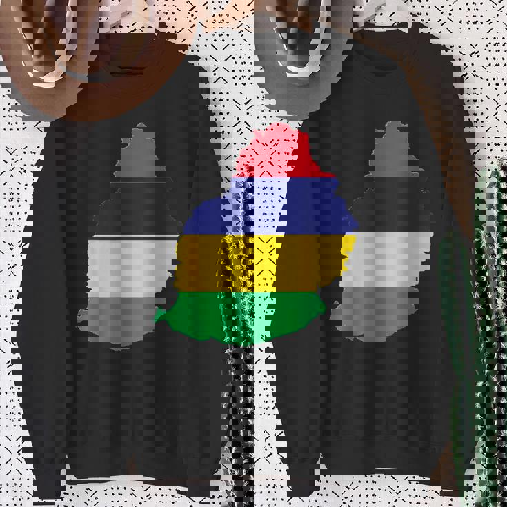 Drapeau National De L'île Maurice Arrière-plan Avec Le Drapeau De L'île