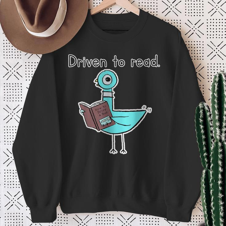 Driven To Read Pigeon Library Reading Books Reader Sweatshirt Gifts for Old Women