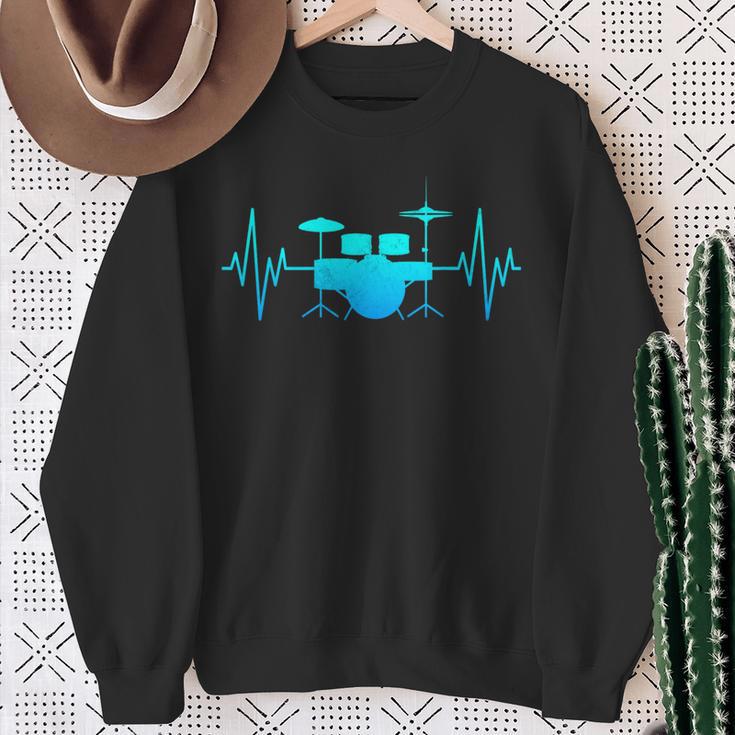 Drum Heartbeat Lifeline Music Lover Band Member Drummer Men Sweatshirt Gifts for Old Women