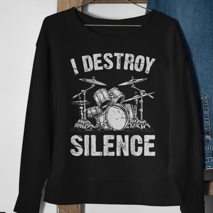 Drummer I Destroy Silence Drumming Vintage Drumset Drum Set Sweatshirt Gifts for Old Women