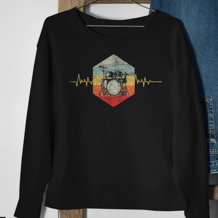 Drummer Retro Heartbeat Drum Kit Sweatshirt Geschenke für alte Frauen