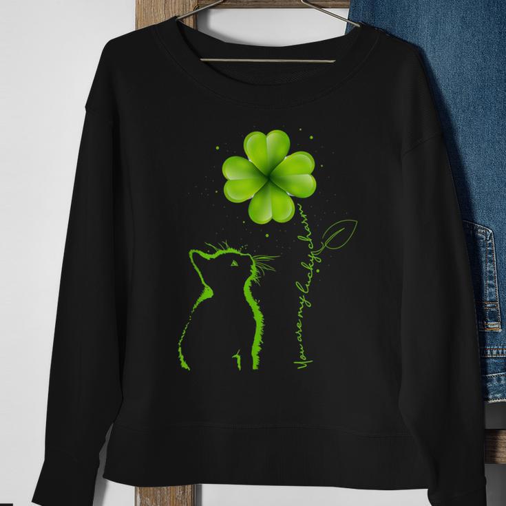 Du Bist Mein Glücksbringer Cat Clover St Patrick Black Sweatshirt Geschenke für alte Frauen