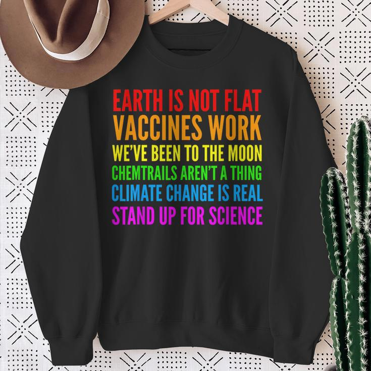 Earth Not Flat Climate Change Real Vaccine Work Sweatshirt Gifts for Old Women