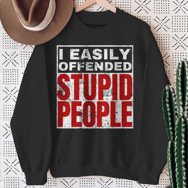 I Easily Offended Stupid People Vintage Quote Sweatshirt Gifts for Old Women