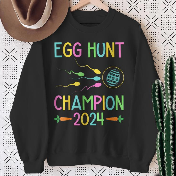 Easter Egg Hunt Champion Dad Pregnancy Announcement Sweatshirt Gifts for Old Women