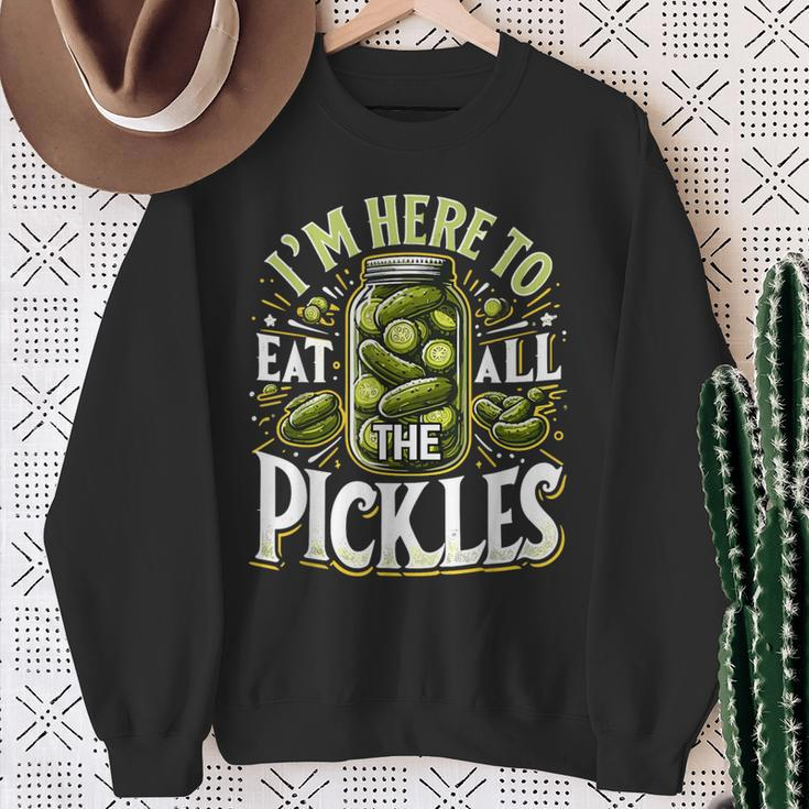 Im Here To Eat All The Pickles Cucumber Pickle Jar Sweatshirt Gifts for Old Women