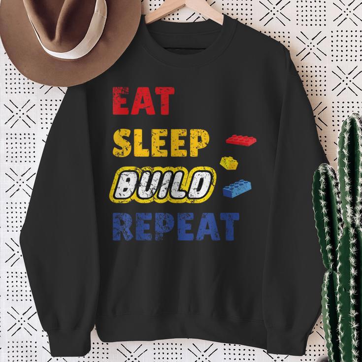 Eat Sleep Build Repeat Klemmbaustein Spielzeug Stones Sweatshirt Geschenke für alte Frauen