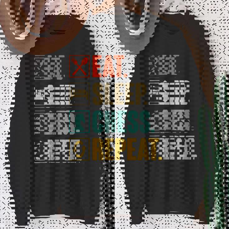 Eat Sleep Chess Repeat Retro Vintage Chess Sweatshirt Gifts for Old Women