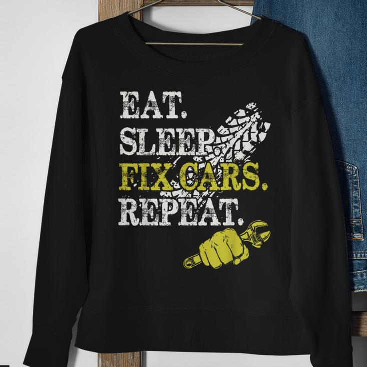 Eat Sleep Fix Cars Repeat Auto Mechanic Cars Lovers Sweatshirt Gifts for Old Women