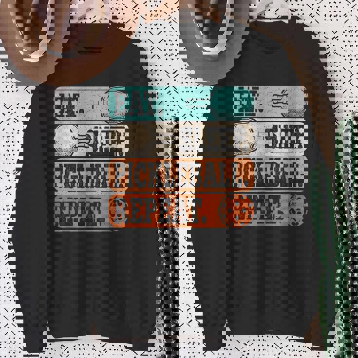 Eat Sleep Pickleball Repeat Pickleball Lover Retro Sweatshirt Gifts for Old Women