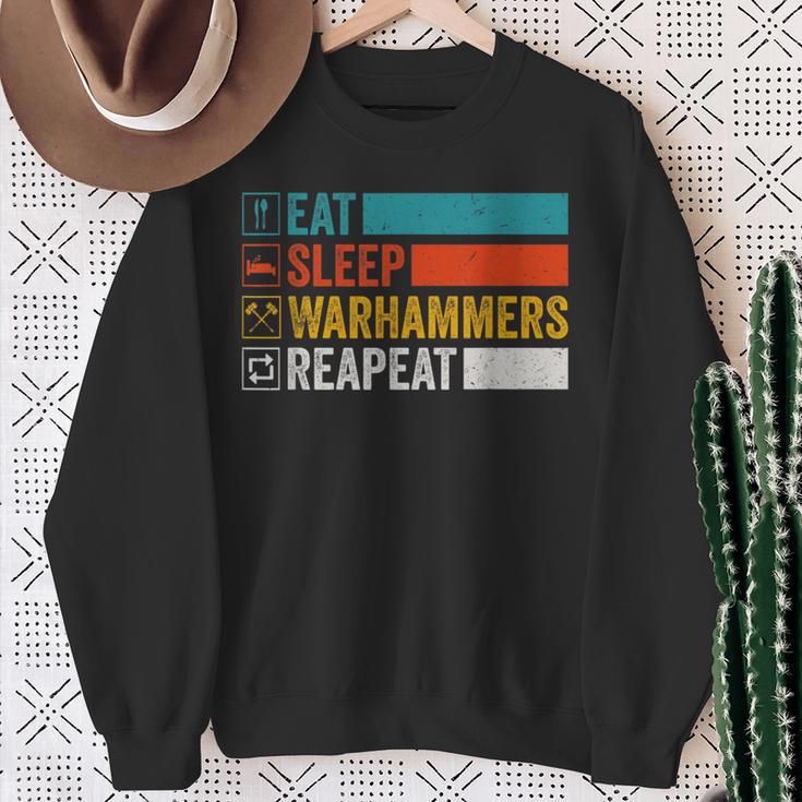 Eat Sleep Warhammers Repeat Gamer Retro Video Game Sweatshirt Geschenke für alte Frauen