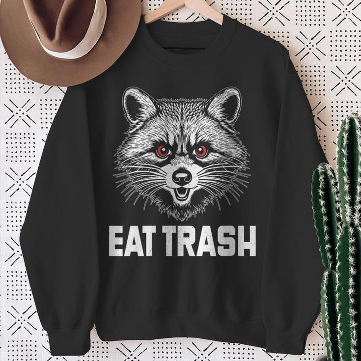 Eat Trash Raccoon Face Angry Raccoon Wild Animal Sweatshirt Gifts for Old Women