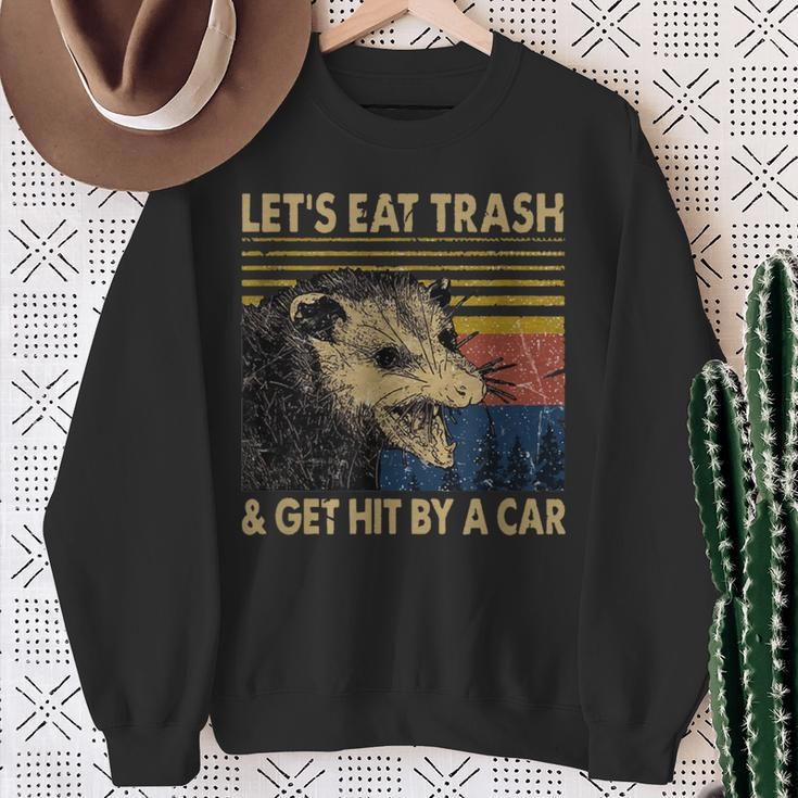 Lets Eat Trash And Get Hit By A Car Vintage Opossum Sweatshirt Gifts for Old Women