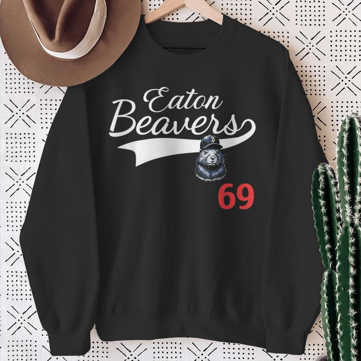 Eaton Beavers 69 Adult Humor Baseball Sweatshirt Gifts for Old Women