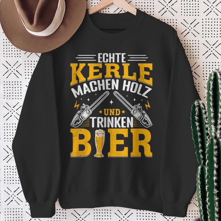 Echte Kerle Machen Holz Und Trinken Bier Sweatshirt Geschenke für alte Frauen