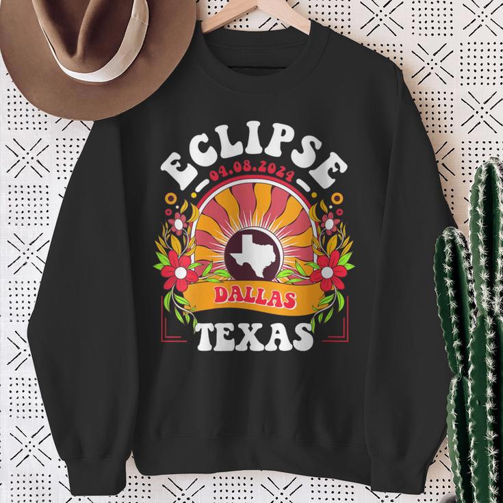 Eclipse 2024 Dallas Texas Total Solar Eclipse Sweatshirt Gifts for Old Women