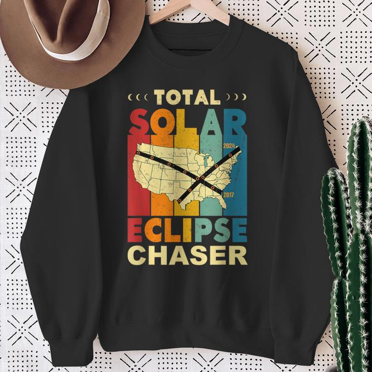 Eclipse Chaser Solar Eclipse 2024 Twice In A Lifetime Sweatshirt Gifts for Old Women
