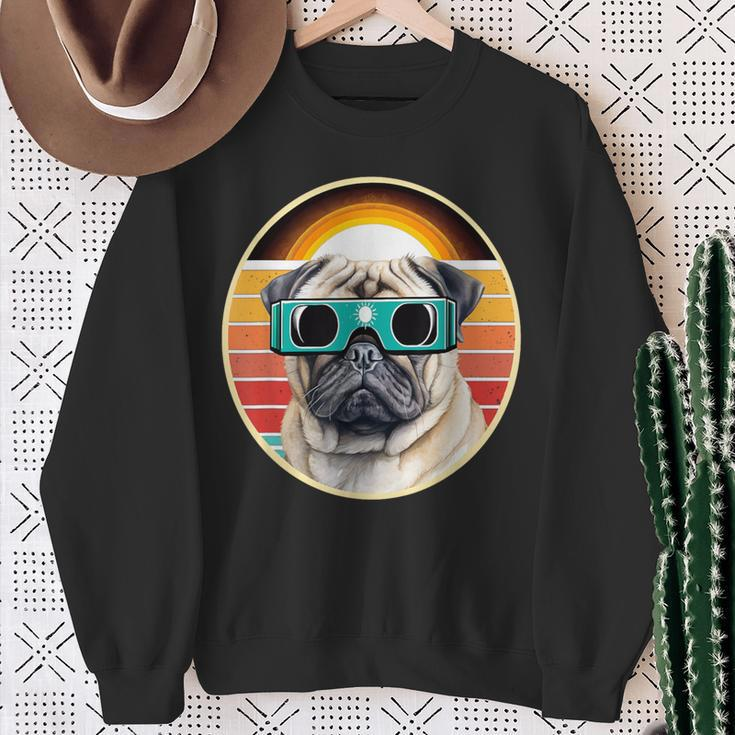 Eclipse Dogs Where Pug Charm Meets Celestial Wonder Sweatshirt Gifts for Old Women