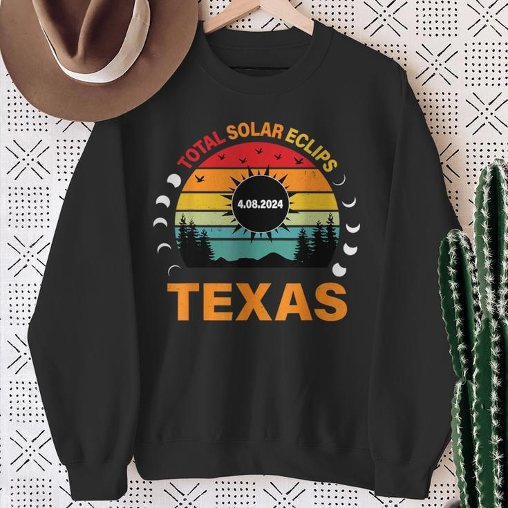 Eclipse Solar 2024 Texas Vintage Totality Texas Sweatshirt Gifts for Old Women