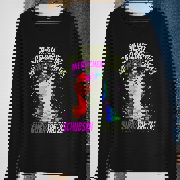 Einhorn & Spruch Was mit Menschen machen Schwarzes Sweatshirt Geschenke für alte Frauen