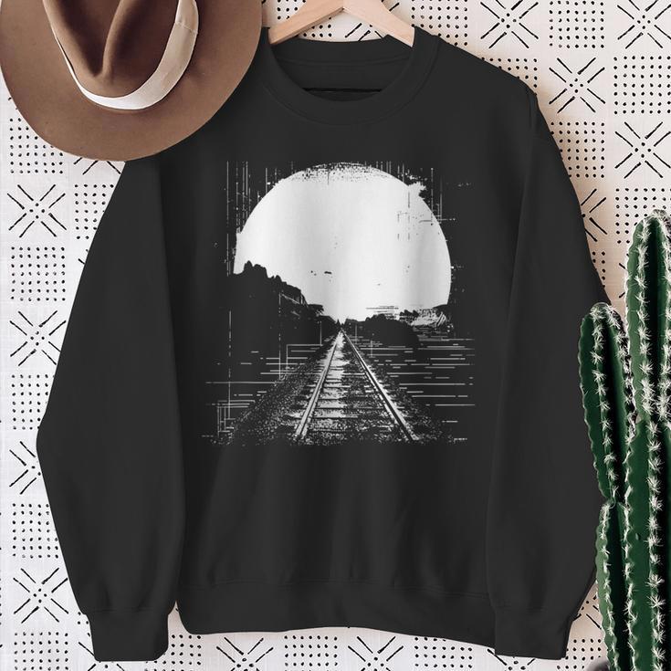 Eisenbahn Zeichnung Züge Gleis Sweatshirt Geschenke für alte Frauen