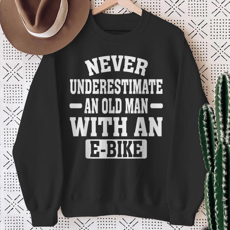 Electric Bicycle Never Underestimate An Old Man With E-Bike Sweatshirt Gifts for Old Women