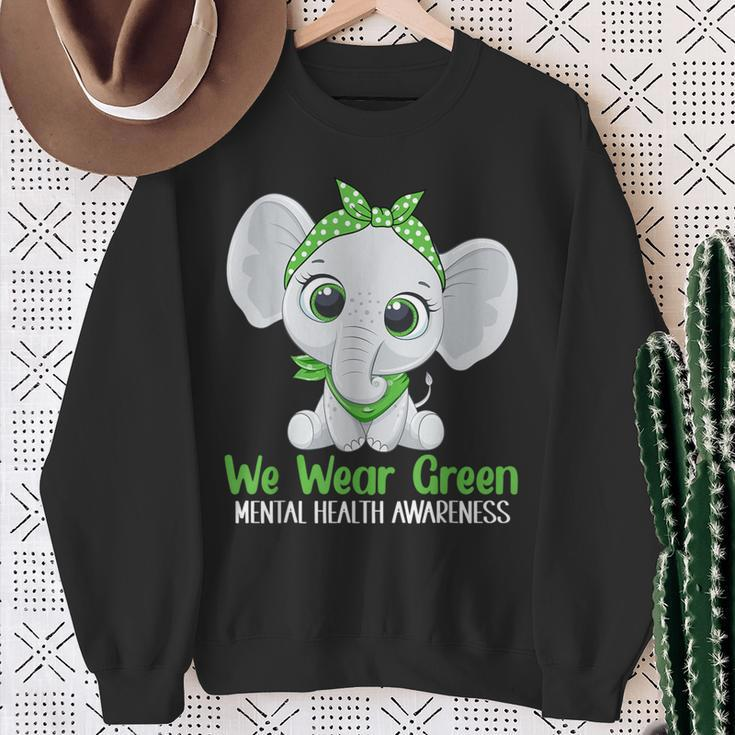 Elehant Mental Health Awareness Green Ribbon Sweatshirt Gifts for Old Women