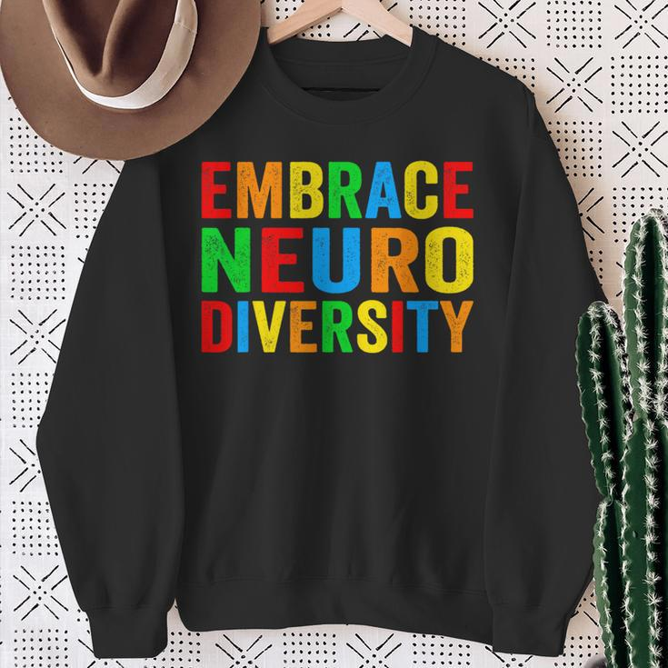 Embrace Neurodiversity Autism Neurodivergent Awareness Sweatshirt Gifts for Old Women