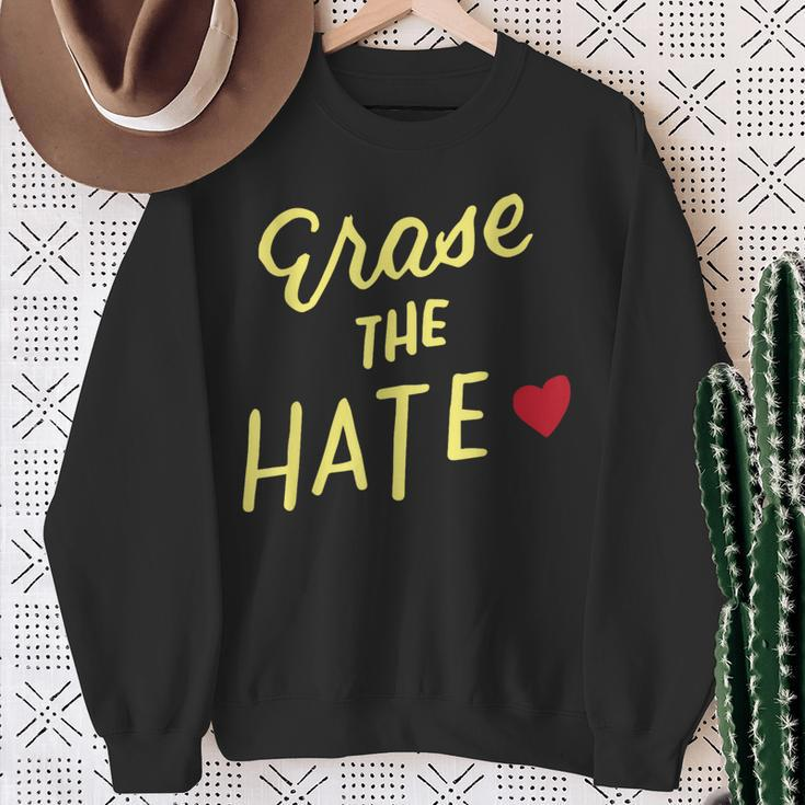 End Racism Erase Hate Fight Racism Anti-Racism Anti-Bullying Sweatshirt Gifts for Old Women