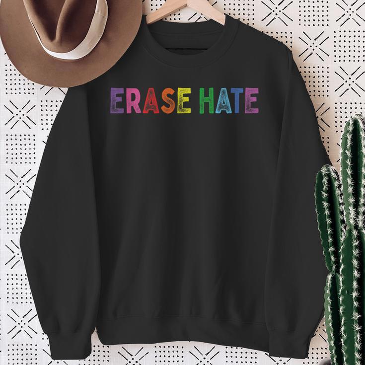 Erase Racism Erase Hate Fight Racism Anti-Racism Sweatshirt Gifts for Old Women