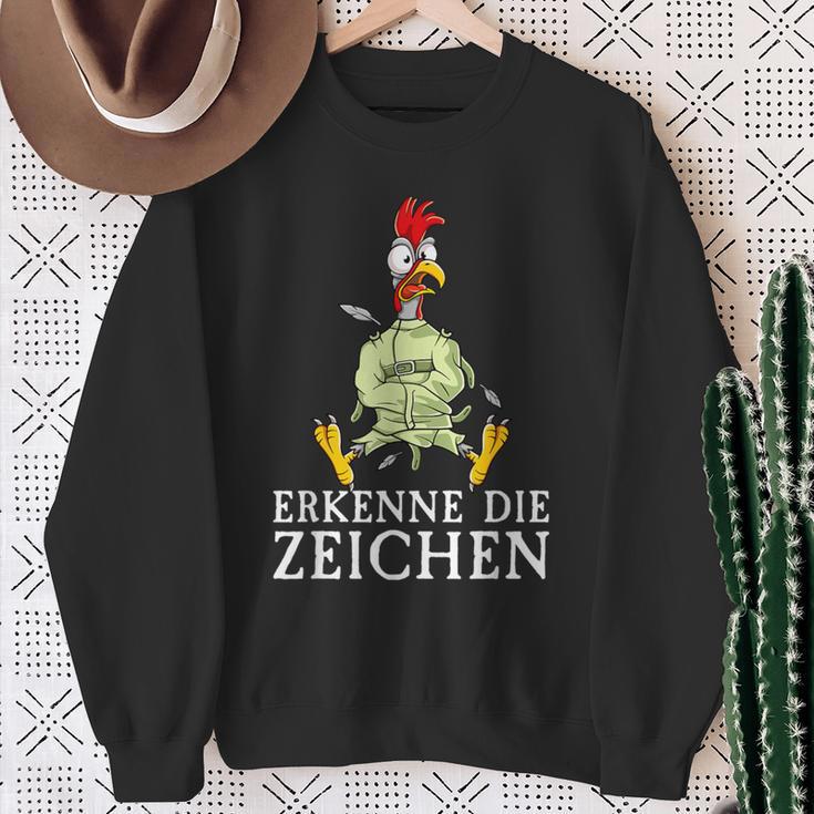 Erkenne Die Signserrückt Angratt Cockerel Sweatshirt Geschenke für alte Frauen