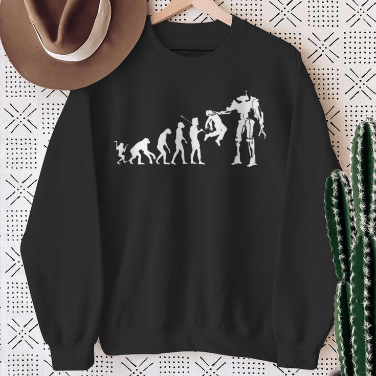 Evolving Future Humans And Robots Dystopian Tech Evolution Sweatshirt Gifts for Old Women