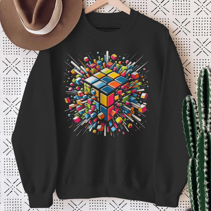 Exploding Cube Speed Cubing Puzzle Master Sweatshirt Gifts for Old Women