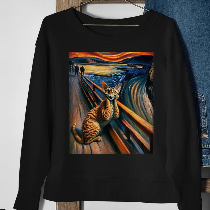 Expressionist Artsy Devon Rex Cat Artistic Devon Rex Cat Sweatshirt Gifts for Old Women